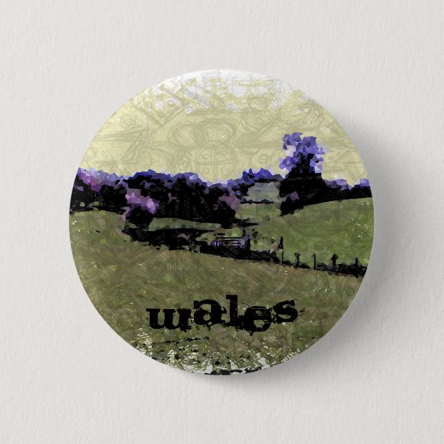 Powys Doodle 6 Cm Round Badge (Front)