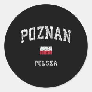 Poznan Poland Polska Athletic Sports Classic Round Sticker