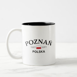 Poznan Polska (Poland) Polish Coordinates Two-Tone Coffee Mug