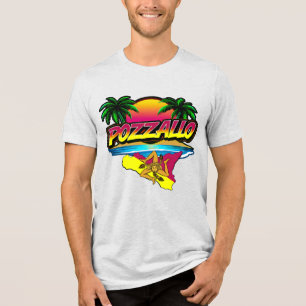 Pozzallo Sicilia Sunset with Palms T-Shirt Tri-Blend Shirt