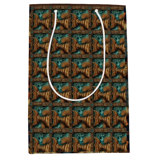 PP 574 Steampunk Fishes 1 of 3 Medium Gift Bag (Front)