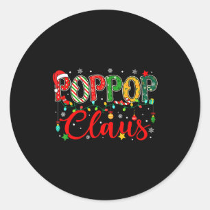 Pp Claus Christmas Lights Pajama Family Matching M Classic Round Sticker
