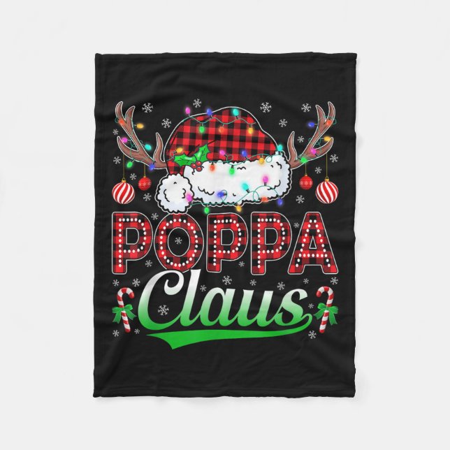 Ppa Claus Christmas Lights Matching Family Xmas Pa Fleece Blanket (Front)