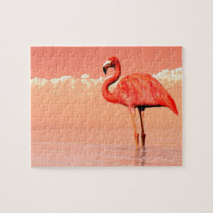pPink flamingo in the water - 3D render Jigsaw Puzzle