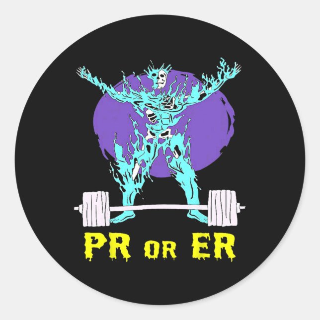 Pr Or Er Gym Weightlifting Bodybuilding Musclebuil Classic Round Sticker (Front)