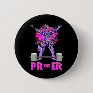 Pr Or Er Weightlifting Bodybuilding Fitness Gym Wo 6 Cm Round Badge