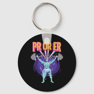 Pr Or Er Weightlifting Funny Gym Tee Workout Humor Key Ring