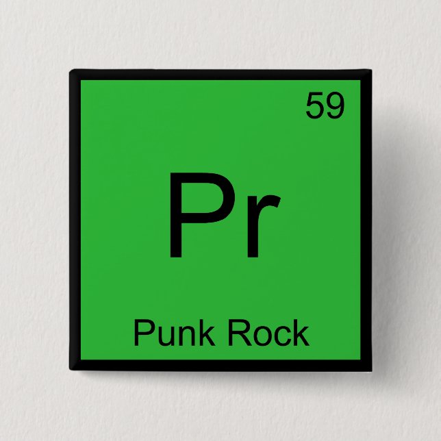 Pr - Punk Rock Funny Chemistry Element Symbol Tee 15 Cm Square Badge (Front)