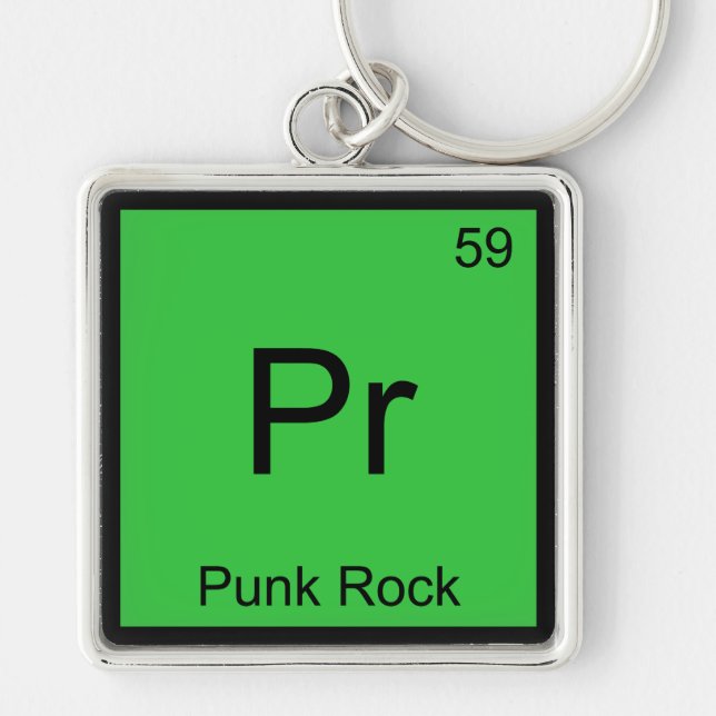 Pr - Punk Rock Funny Chemistry Element Symbol Tee Key Ring (Front)