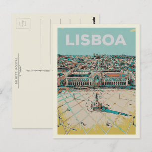Praça do Comercio Illustration, Lisbon Postcard