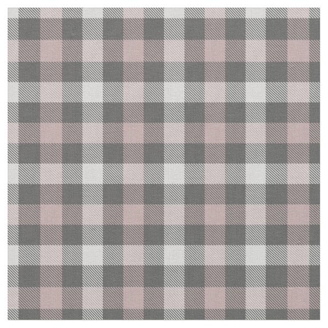Practical grey and pink plaid modern pattern new   fabric (Close Up)