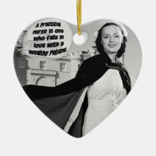 PRACTICAL NURSE FALLS IN LOVE W/ WEALTHY PATIENT CERAMIC TREE DECORATION