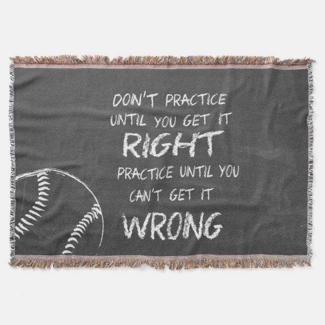 Practice Baseball Motivational Throw Blanket (Front)