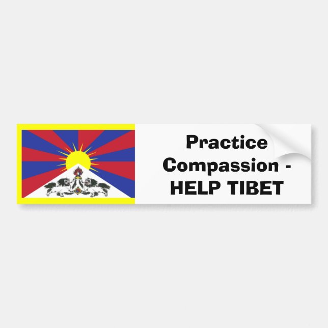 Practice Compassion - HELP TIBET Bumper Sticker (Front)