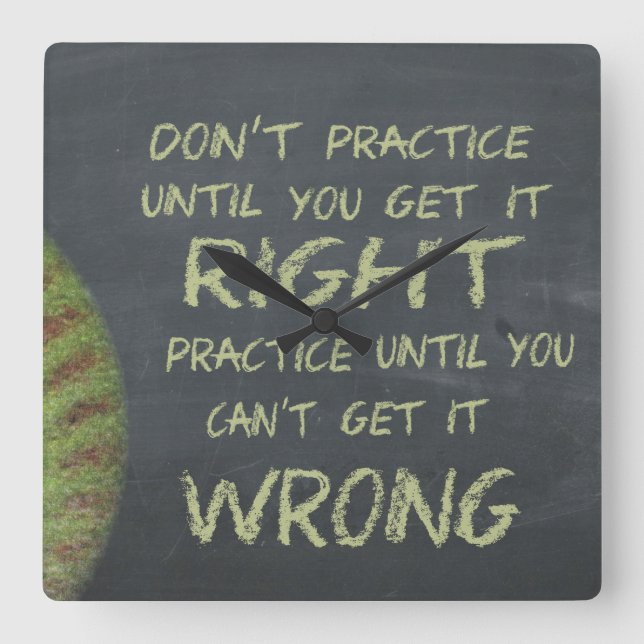 Practice Fastpitch Softball Motivational Square Wall Clock (Front)