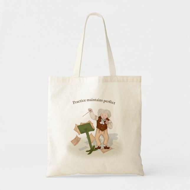"Practice Maintains Perfect" Beethoven Conductor Tote Bag (Front)
