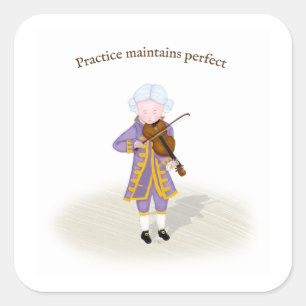 Practice Maintains Perfect Mozart Playing Violin Square Sticker