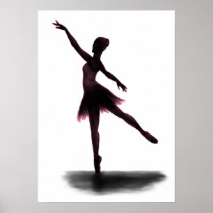 "Practice Makes Perfect" ballerina poster - pink