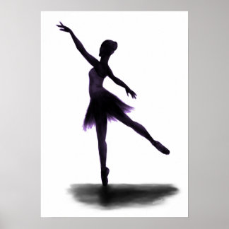 "Practice Makes Perfect" ballerina poster - purple