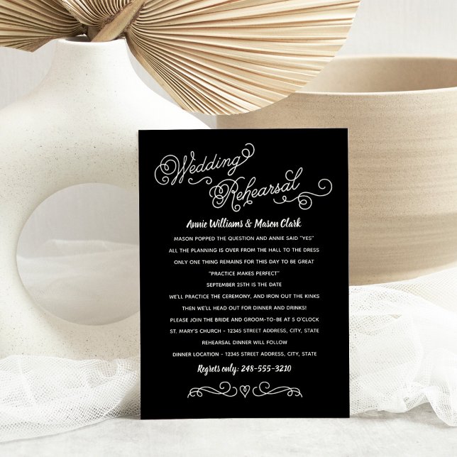 Practice Makes Perfect Black Rehearsal Dinner Invitation (Creator Uploaded)