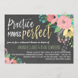 Practice Makes Perfect Chalkboard Rehearsal Dinner Invitation