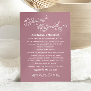 Practice Makes Perfect   Pink Rehearsal Dinner Invitation