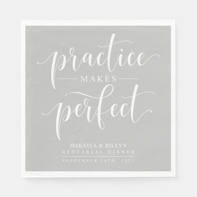 Practice Makes Perfect Rehearsal Dinner Napkin (Front)