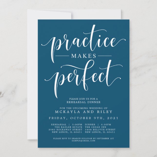 Practice Makes Perfect Wedding Rehearsal Dinner Invitation (Front)
