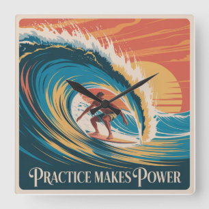 Practice Makes Power Square Wall Clock