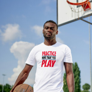Practice More Motivational Phrase Red Typography T-Shirt