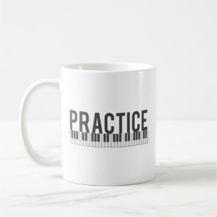 practice piano keyboard motivational typography coffee mug