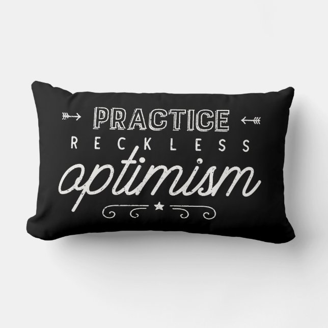 Practice Reckless Optimism Typography Lumbar Cushion (Front)