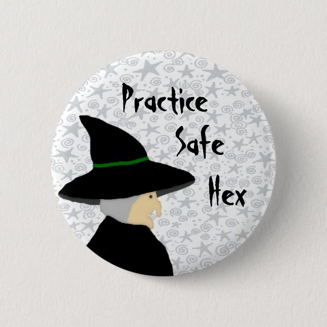Practice Safe Hex Witch Button (Front)