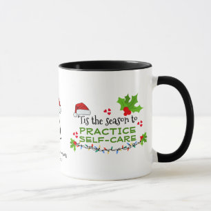 PRACTICE SELF-CARE Christmas Monogram Mug