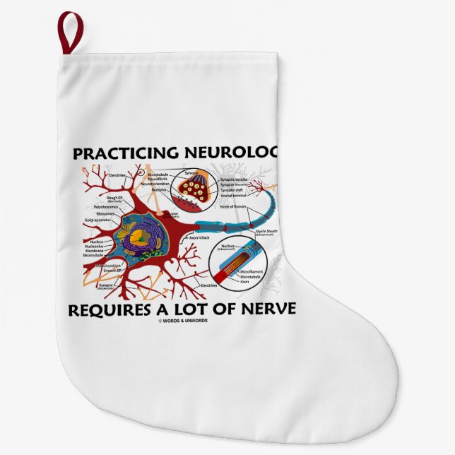 Practicing Neurology Requires A Lot Of Nerve Geek Large Christmas Stocking (Front)