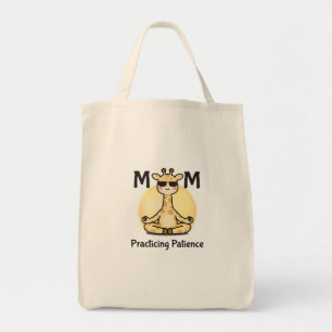 Practicing Patience   Funny Zen Giraffe Mum Tote Bag
