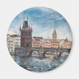 Prag - charles bridge painting magnet