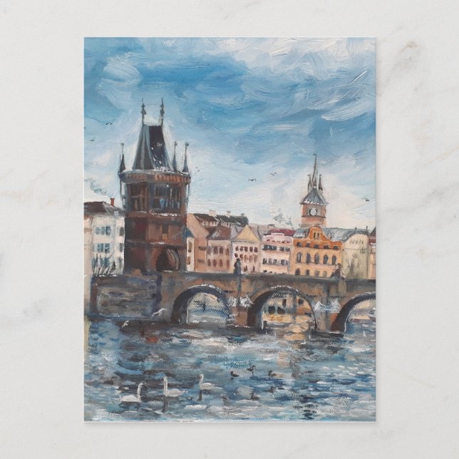 Prag - Charles bridge painting Postcard (Front)