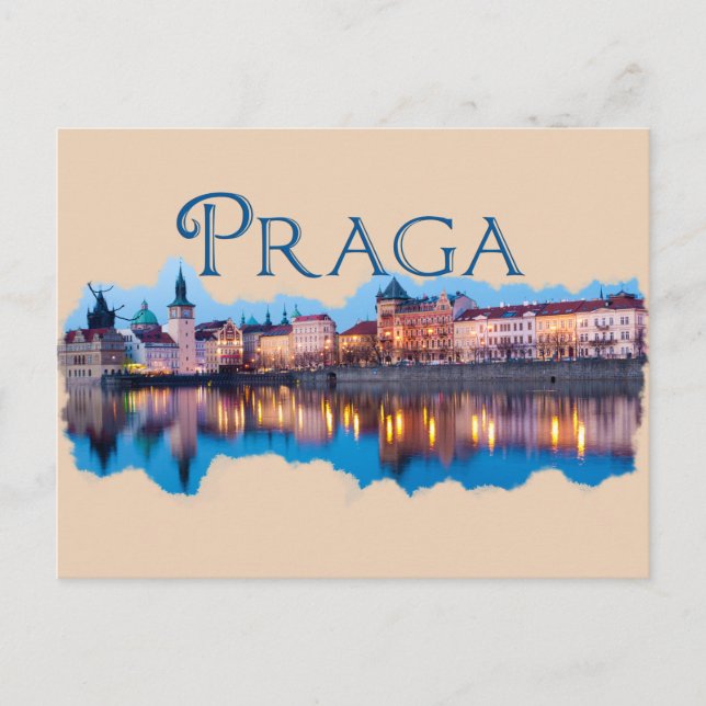 Praga: Evening Skyline Postcard (Front)