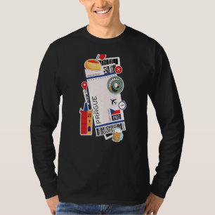 Prague Air Ticket Boarding Pass Plane Czech Republ T-Shirt