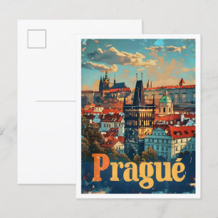 Prague Art Vintage Travel Postcard