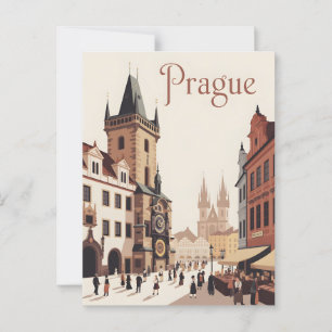 Prague astronimcal clock vintage postcard
