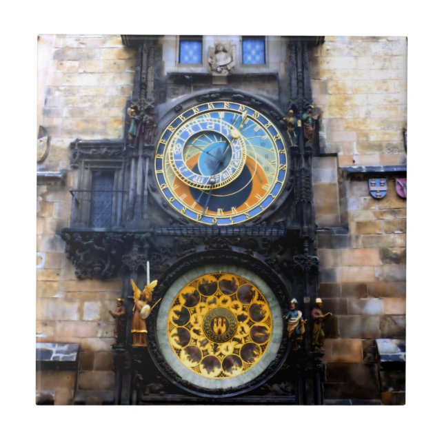 Prague Astronomical Clock Photo Ceramic Tile (Front)