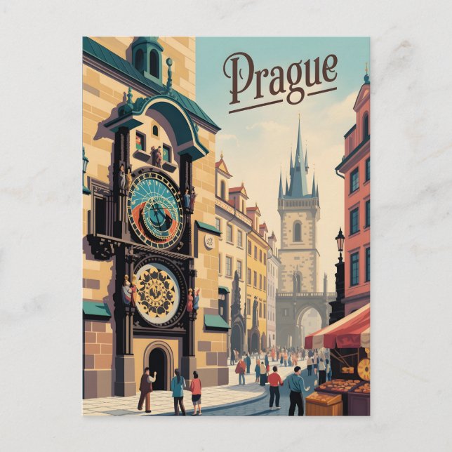 Prague astronomical clock postcard (Front)