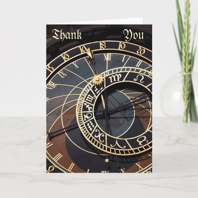 prague astronomical clock thank you note card (Front)