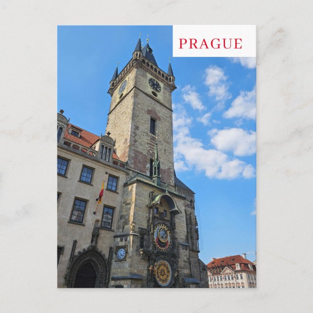Prague Astronomical Clock view postcard (Front)