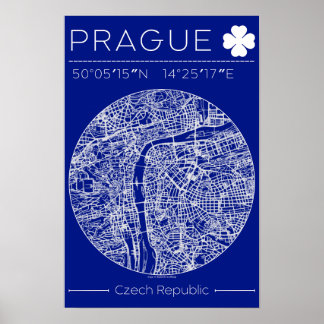Prague Blueprint City Map Poster Minimal Wall Art