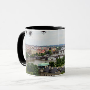 Prague Bridges Panorama, Vltava river, Czechia Mug