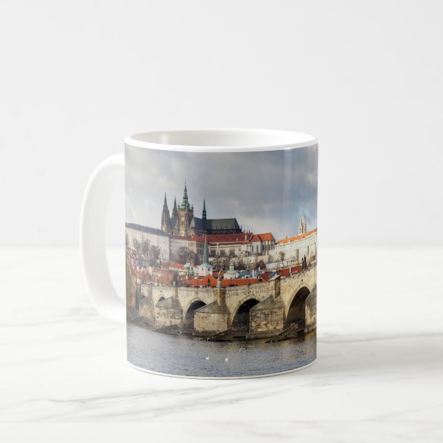 Prague Castle and Charles Bridge souvenir photo Coffee Mug (Front Left)