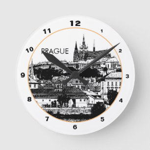 Prague Castle & Cathedral, historical city Art Round Clock